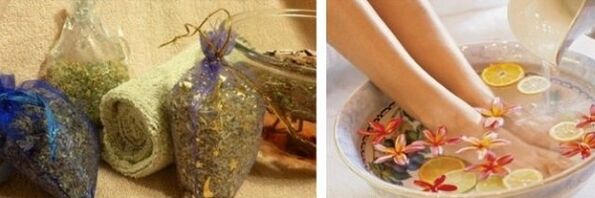 Foot baths with herbs for varicose veins