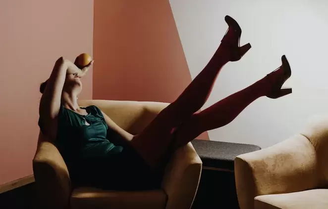 Young woman with varicose veins on her legs